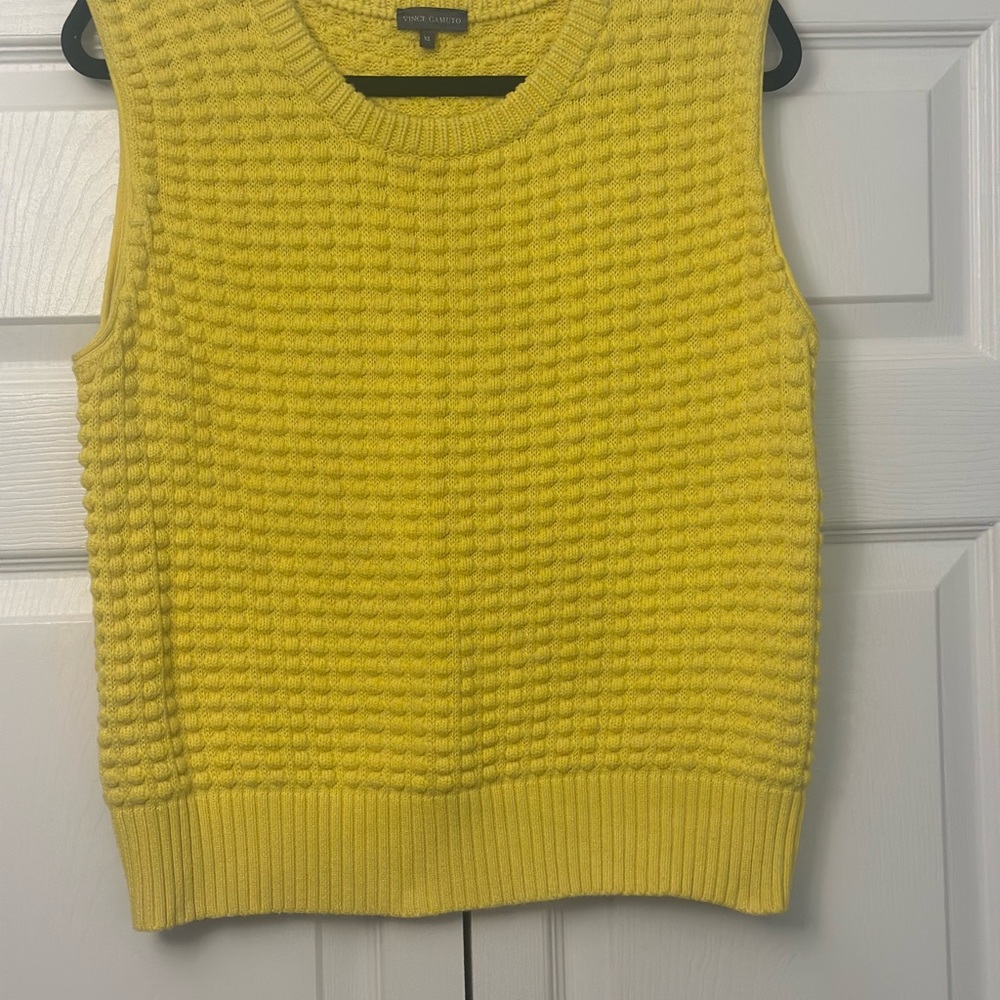 Yellow Crew Neck XL Textured Short Sleeve Sweater